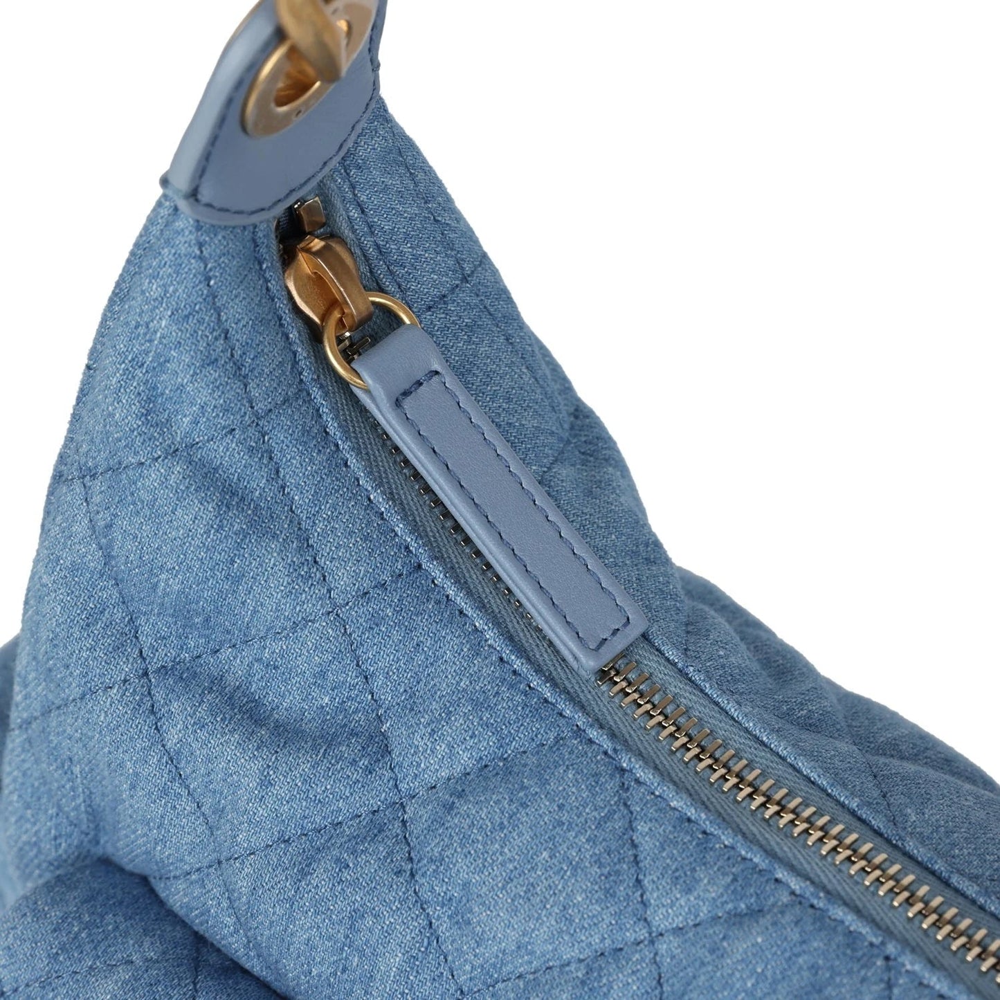 CHANEL LARGE CARGO QUILTED WASHED DENIM HOBO BAG