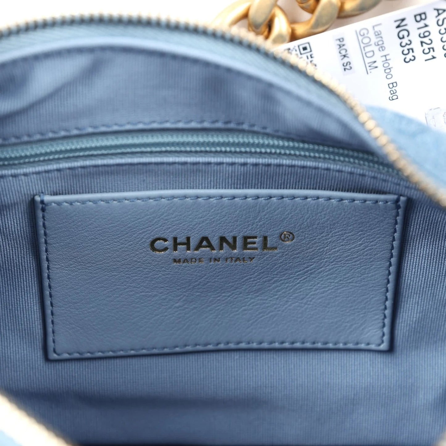 CHANEL LARGE CARGO QUILTED WASHED DENIM HOBO BAG