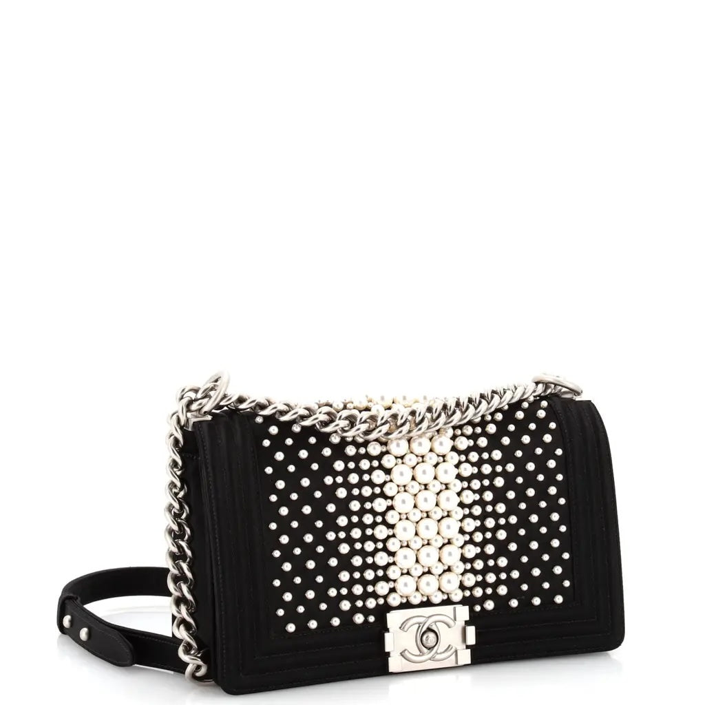 CHANEL LIMITED EDITION FAUX PEARL MEDIUM BOY BAG