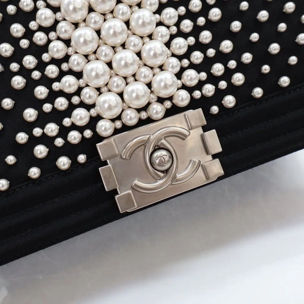 CHANEL LIMITED EDITION FAUX PEARL MEDIUM BOY BAG