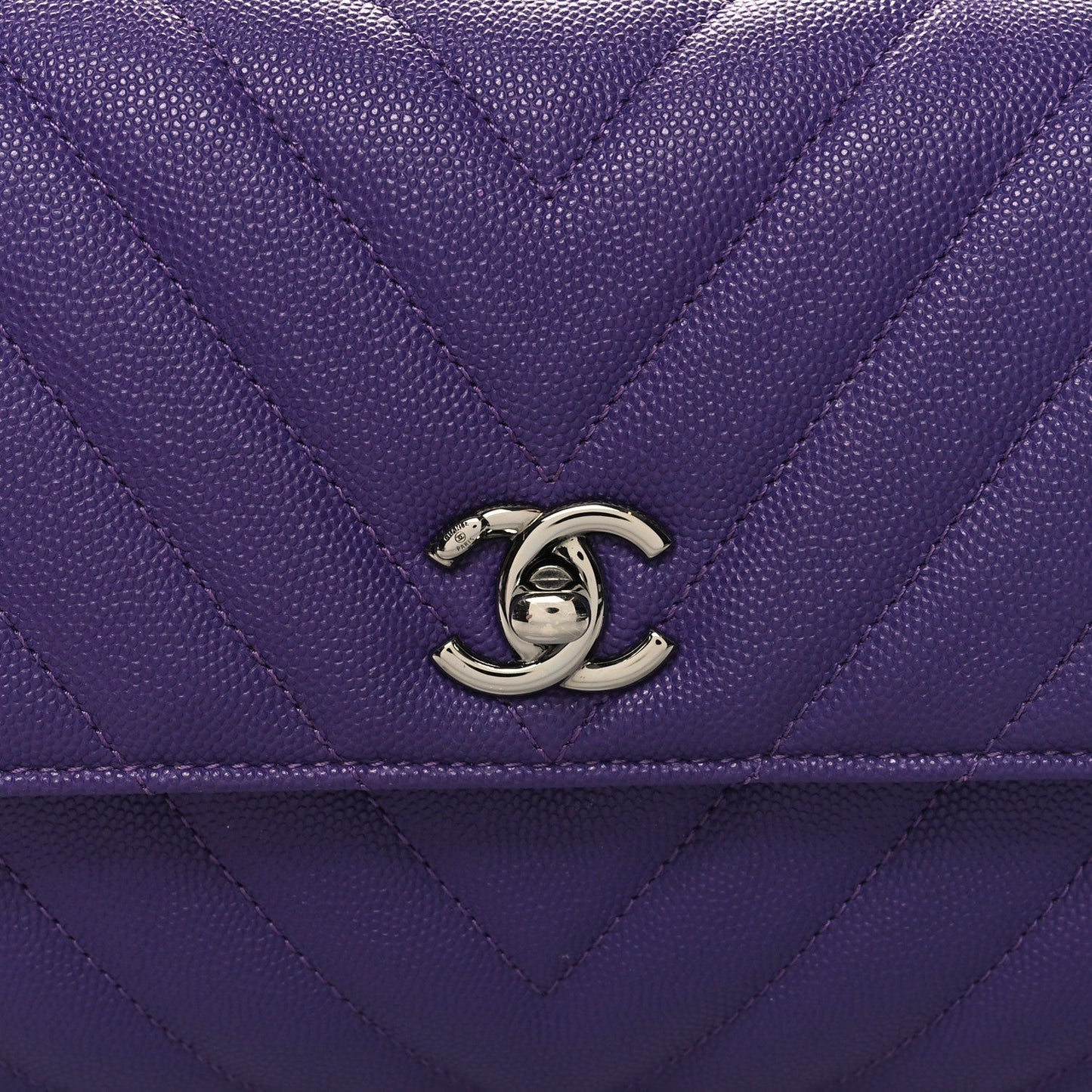 CHANEL MINI COCO HANDLE CHEVRON QUILTED CAVIAR LEATHER BAG