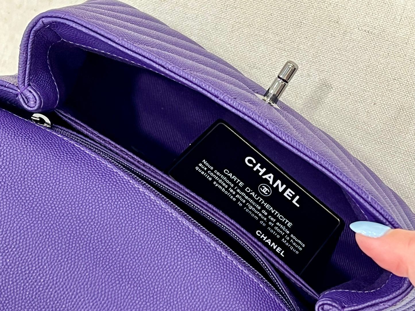 CHANEL MINI COCO HANDLE CHEVRON QUILTED CAVIAR LEATHER BAG