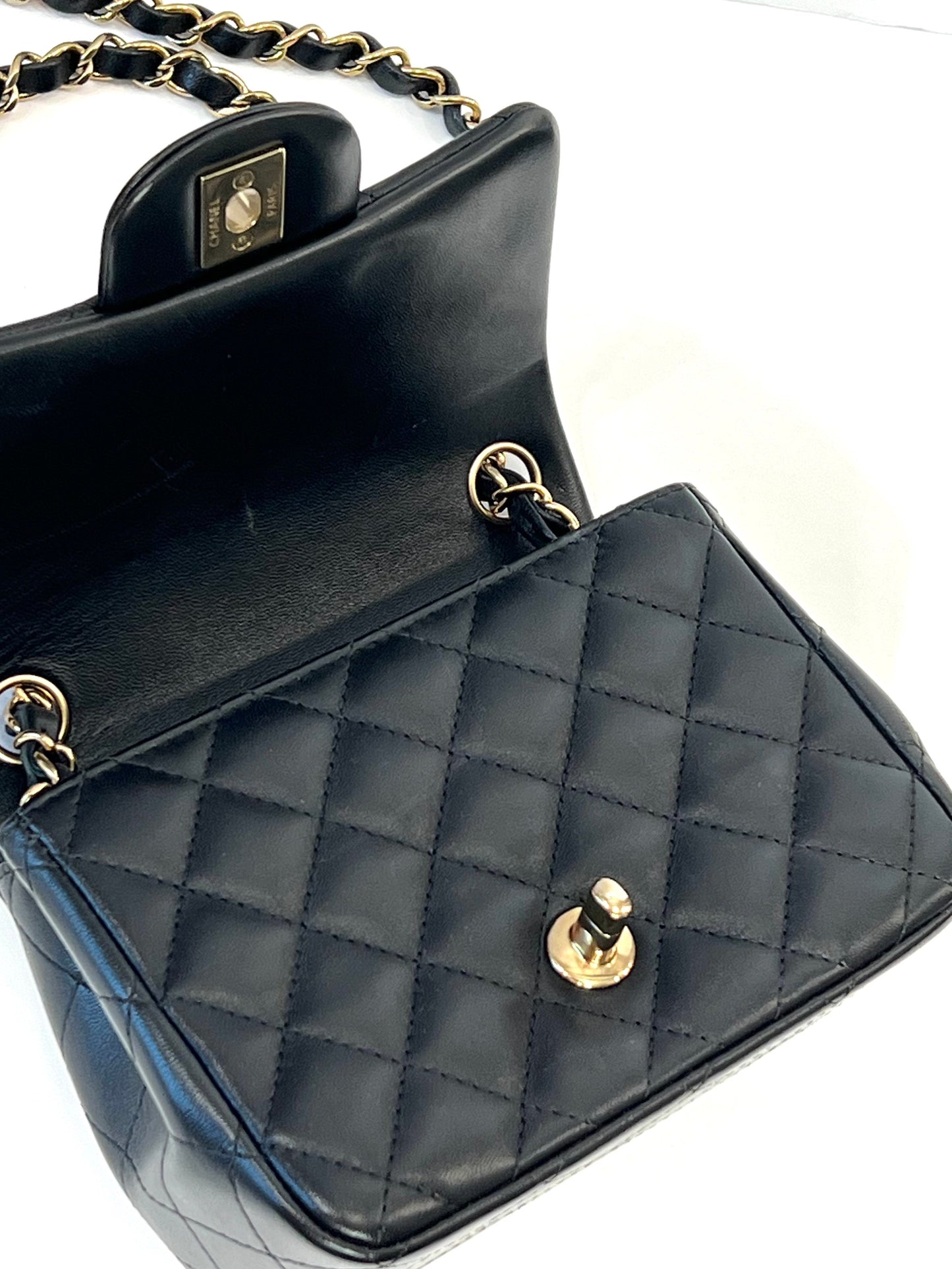 CHANEL SQUARE CLASSIC QUILTED LAMBSKIN MINI FLAP BAG