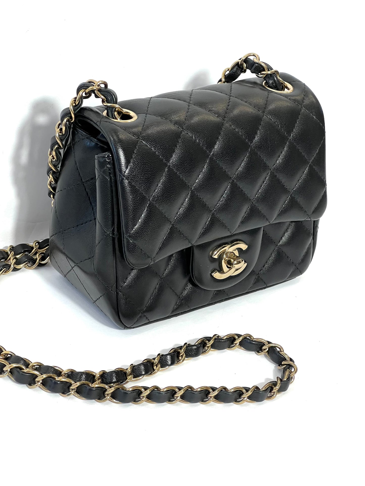 CHANEL SQUARE CLASSIC QUILTED LAMBSKIN MINI FLAP BAG