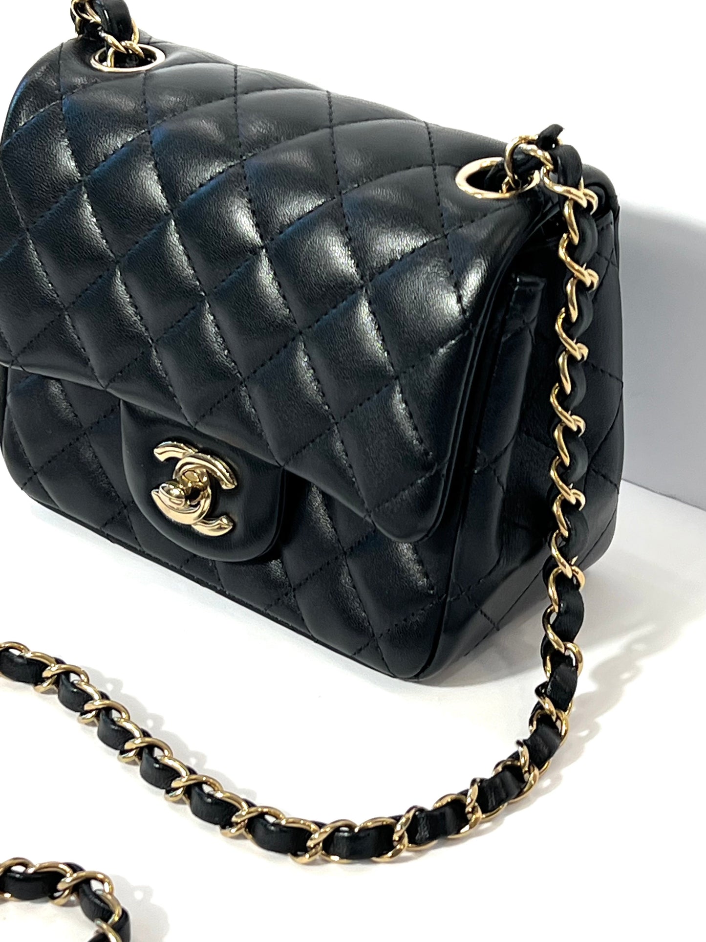CHANEL SQUARE CLASSIC QUILTED LAMBSKIN MINI FLAP BAG