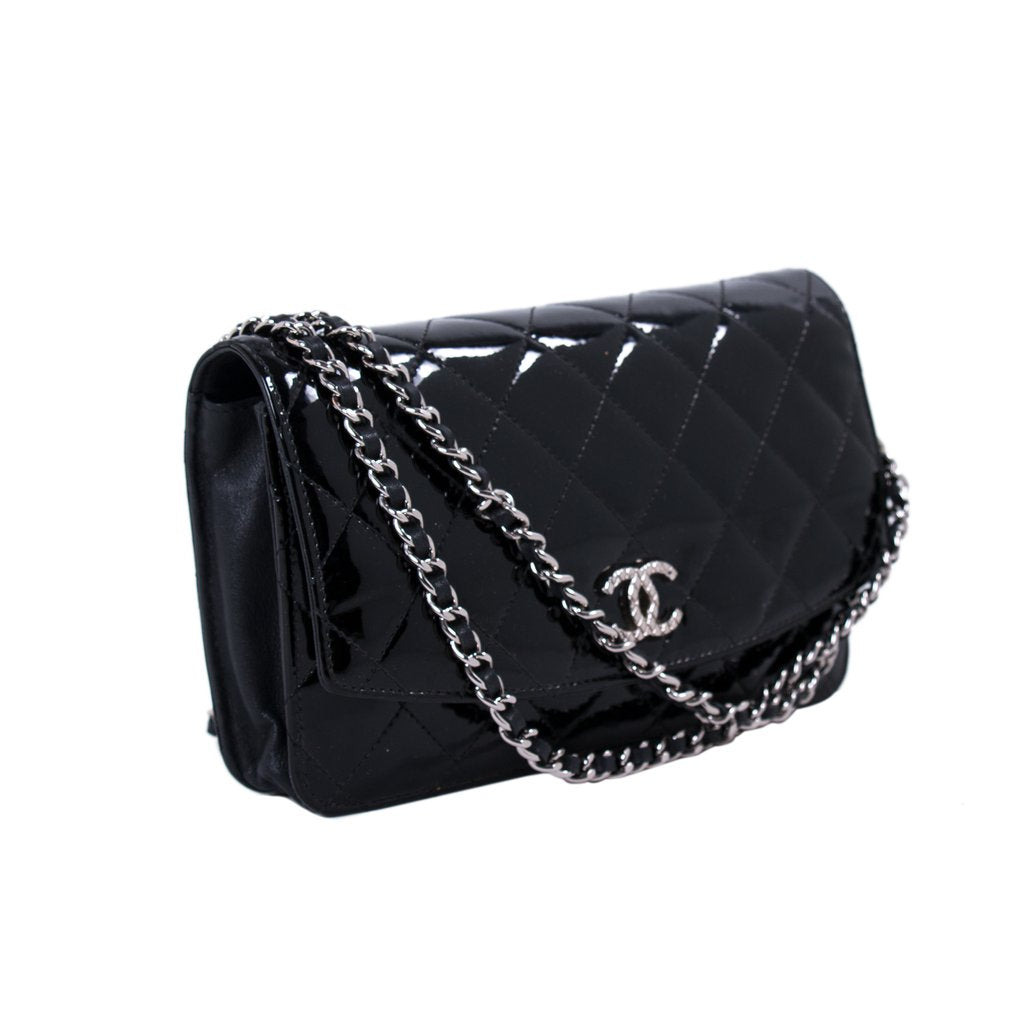 Chanel Quilted Patent Wallet on Chain WOC