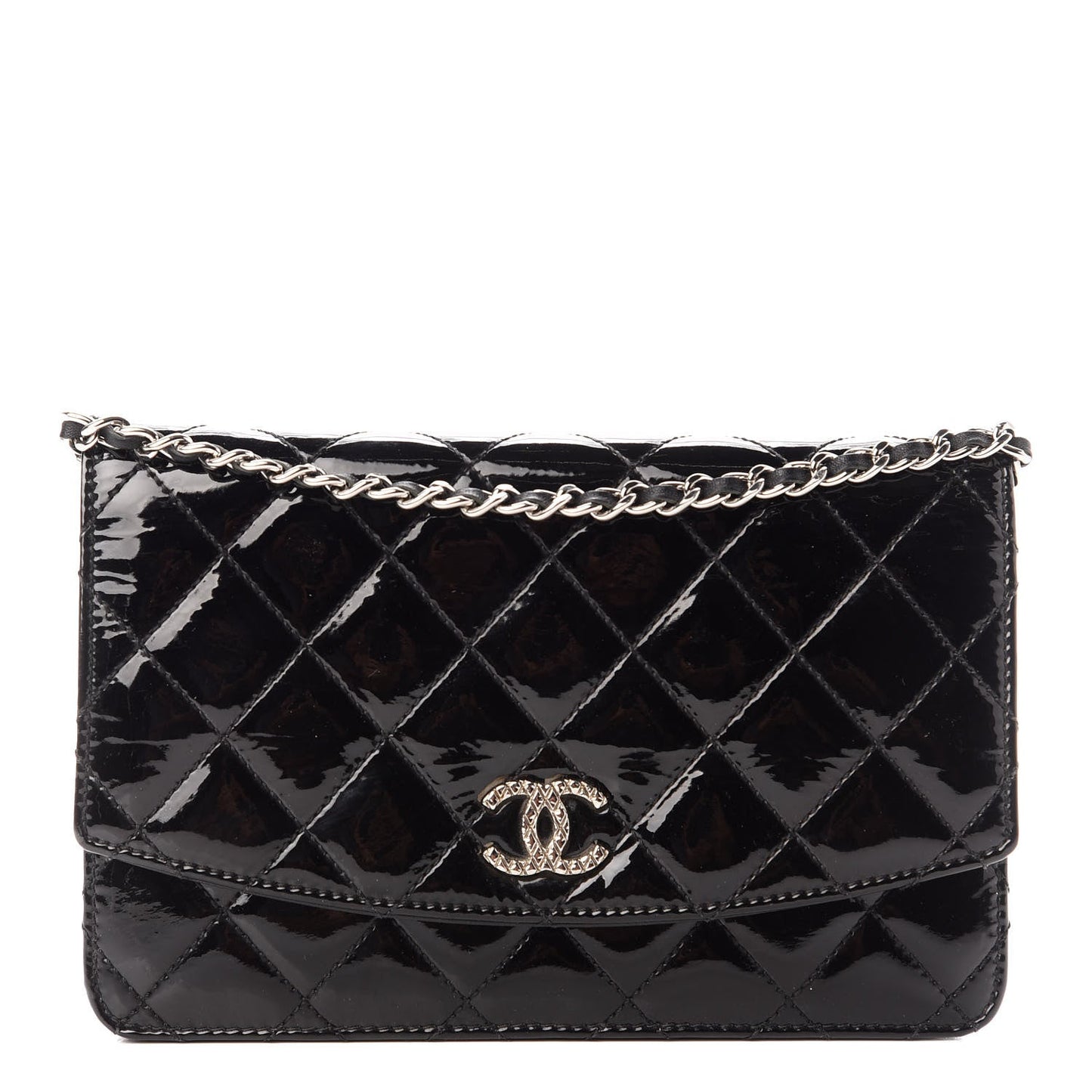 Chanel Quilted Patent Wallet on Chain WOC