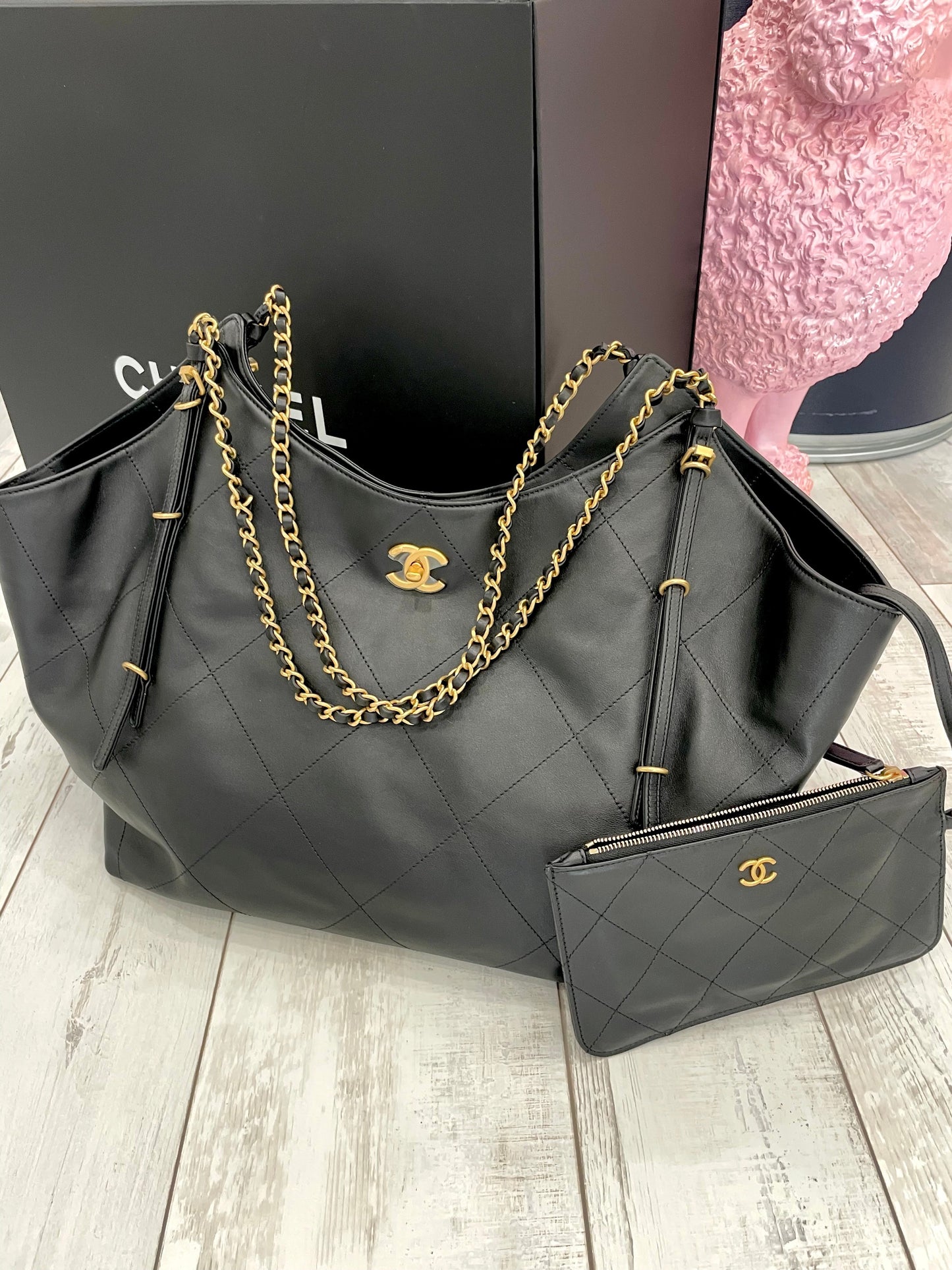 CHANEL QUILTED CALFSKIN LEATHER MAXI SHOPPING BAG