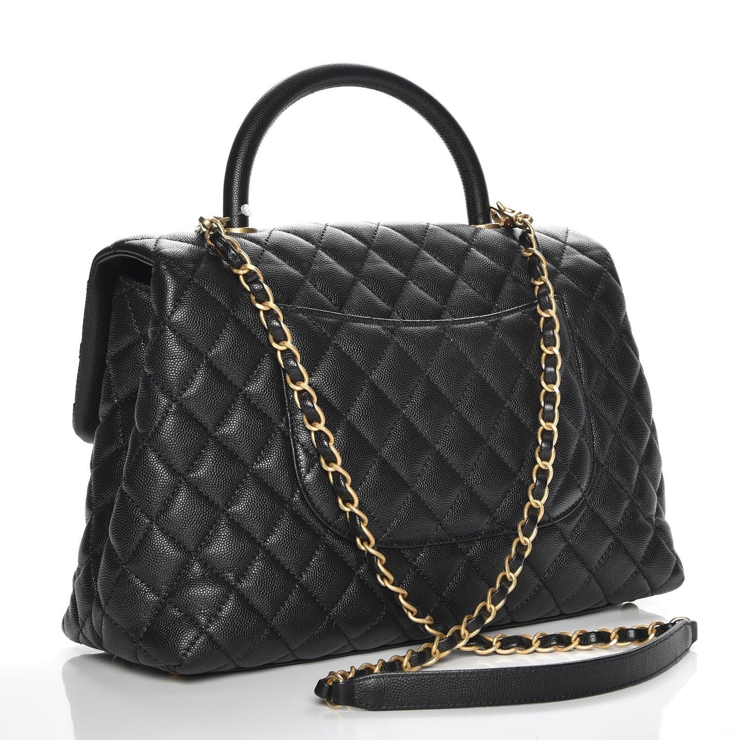 CHANEL CAVIAR QUILTED MEDIUM COCO TOP HANDLE FLAP BAG-HS