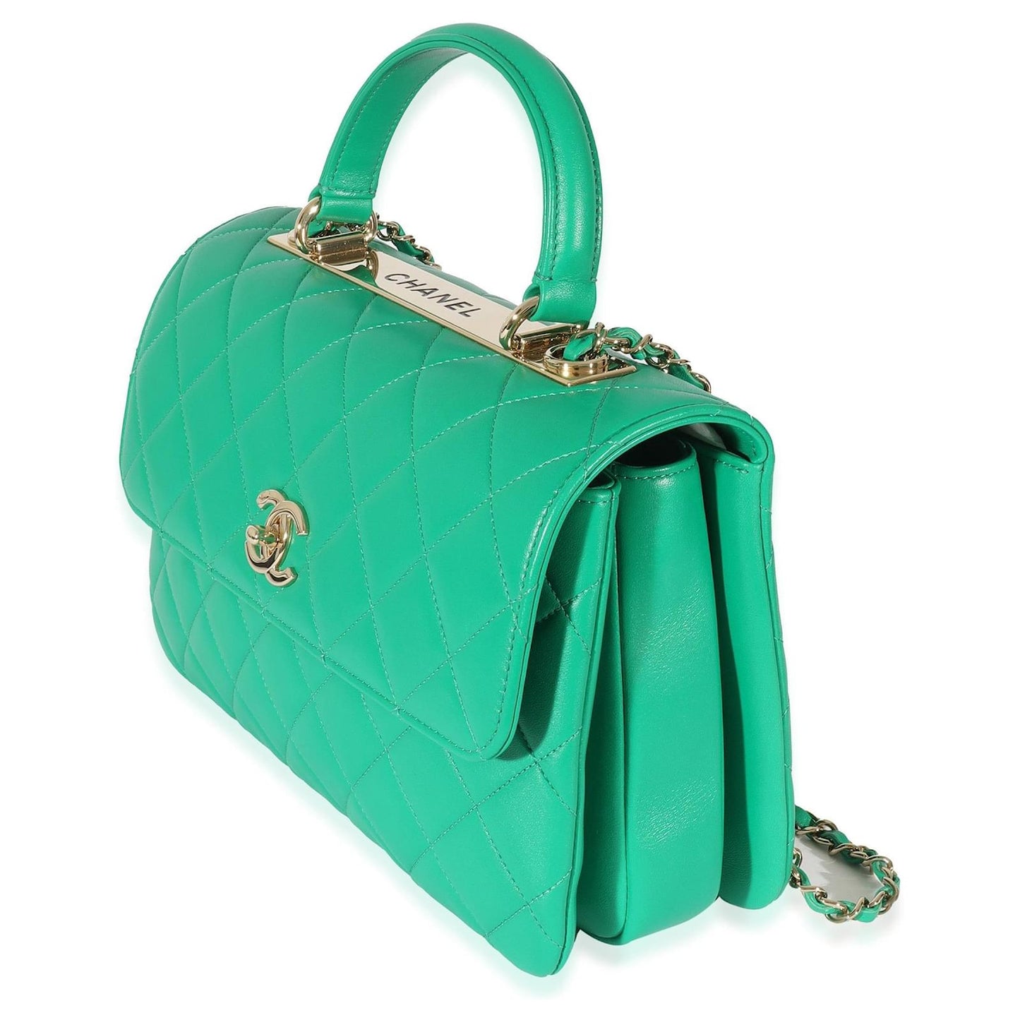 CHANEL QUILTED LAMBSKIN MEDIUM TOP-HANDLE TRENDY BAG