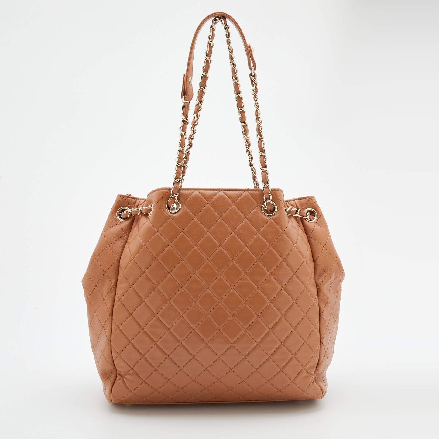 CHANEL QUILTED LAMBSKIN LEATHER CC LOCK DRAWSTRING BUCKET BAG