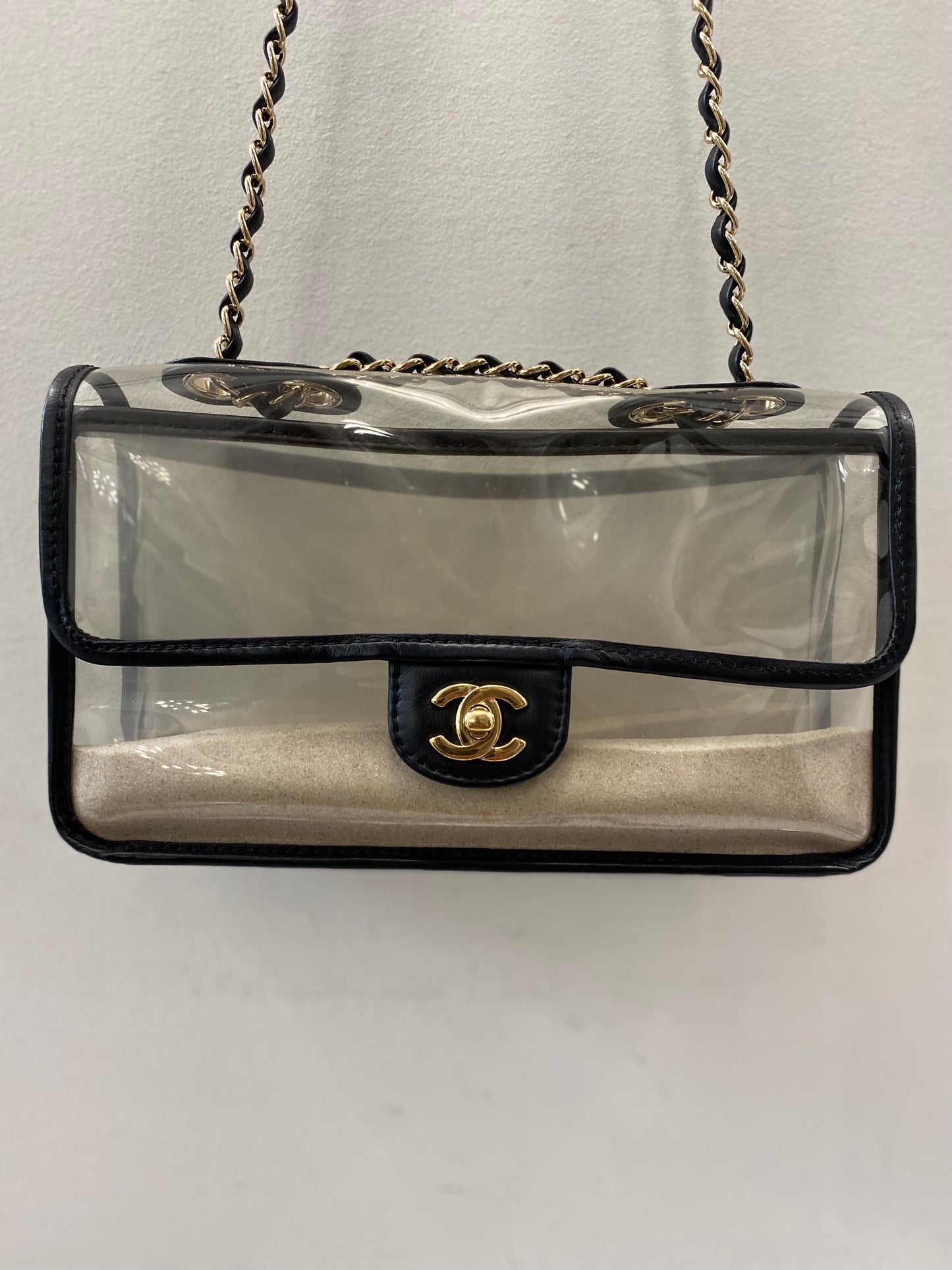 CHANEL SAND BY THE SEA PVC & LAMBSKIN MEDIUM FLAP BAG