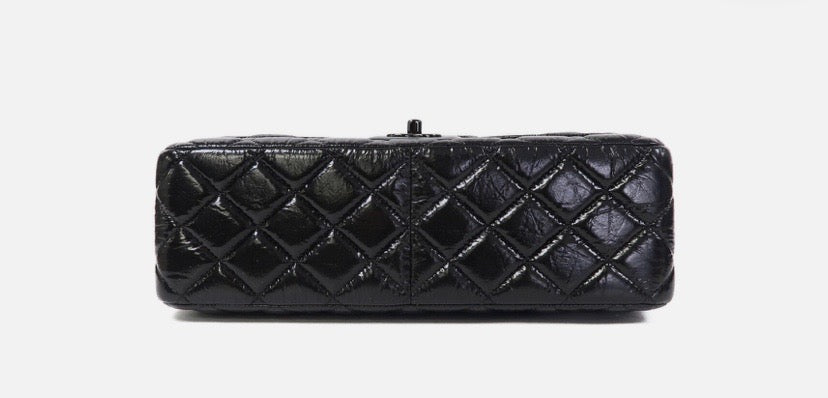 CHANEL SO BLACK QUILTED CRUMPLED CALFSKIN MEDIUM DOUBLE FLAP BAG