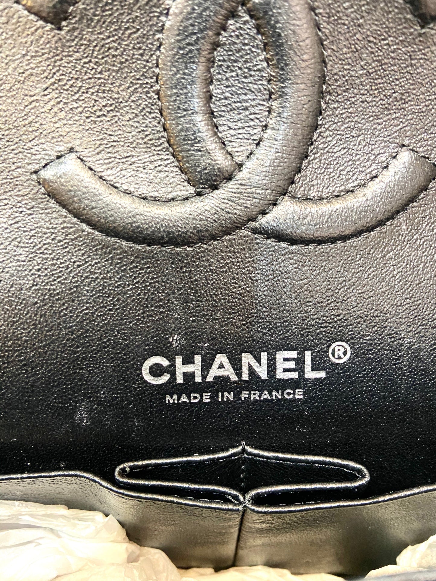 CHANEL SO BLACK QUILTED CRUMPLED CALFSKIN MEDIUM DOUBLE FLAP BAG