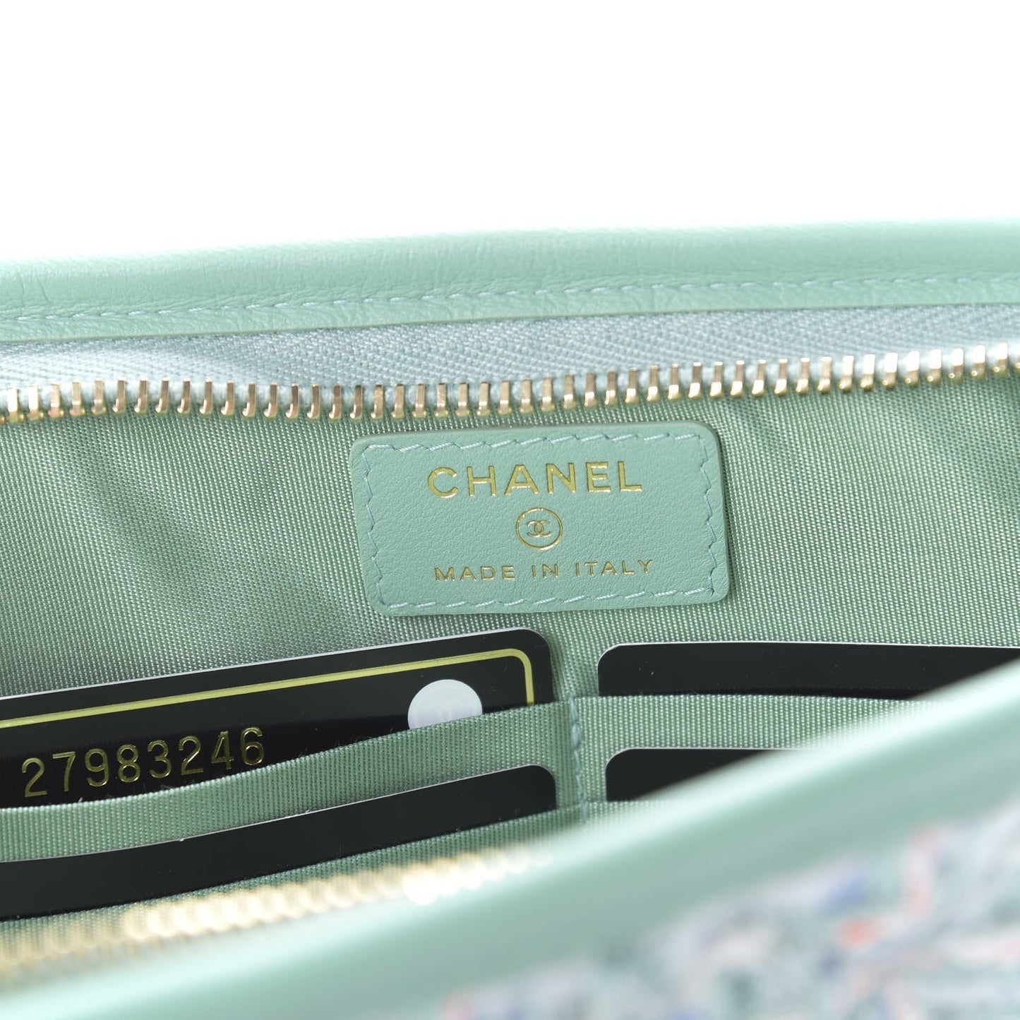 CHANEL TWEED LAMBSKIN  PVC POUCH CLUTCH BAG