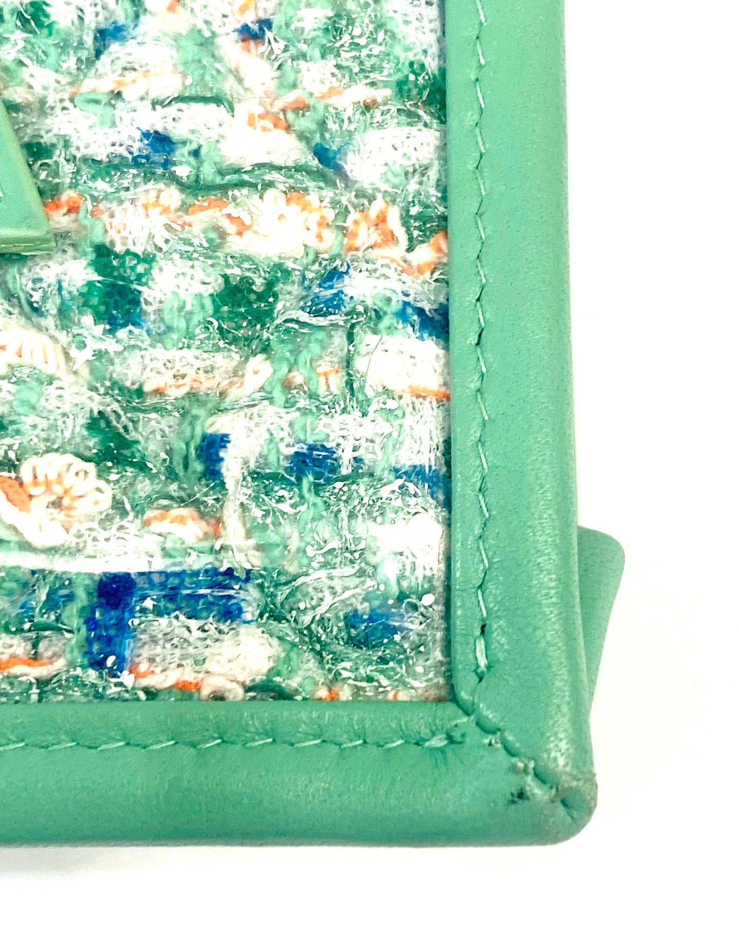 CHANEL TWEED LAMBSKIN  PVC POUCH CLUTCH BAG