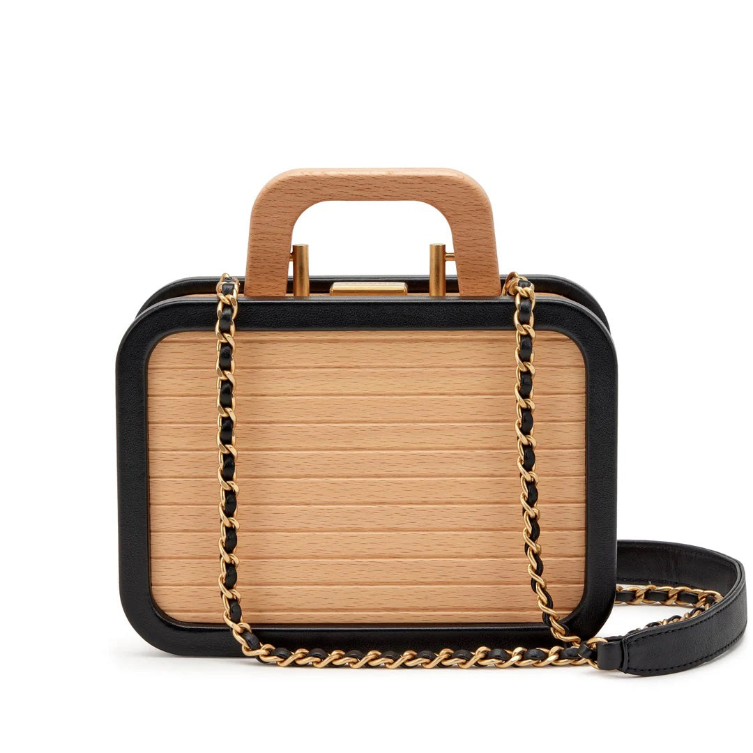CHANEL BEECH WOOD & LAMBSKIN CC VANITY CASE SHOULDER BAG