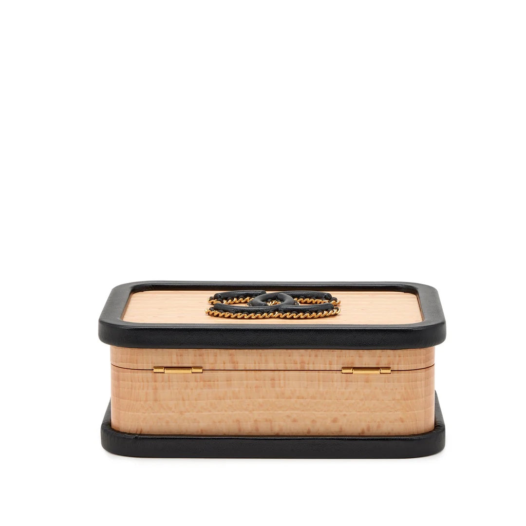 CHANEL BEECH WOOD & LAMBSKIN CC VANITY CASE SHOULDER BAG