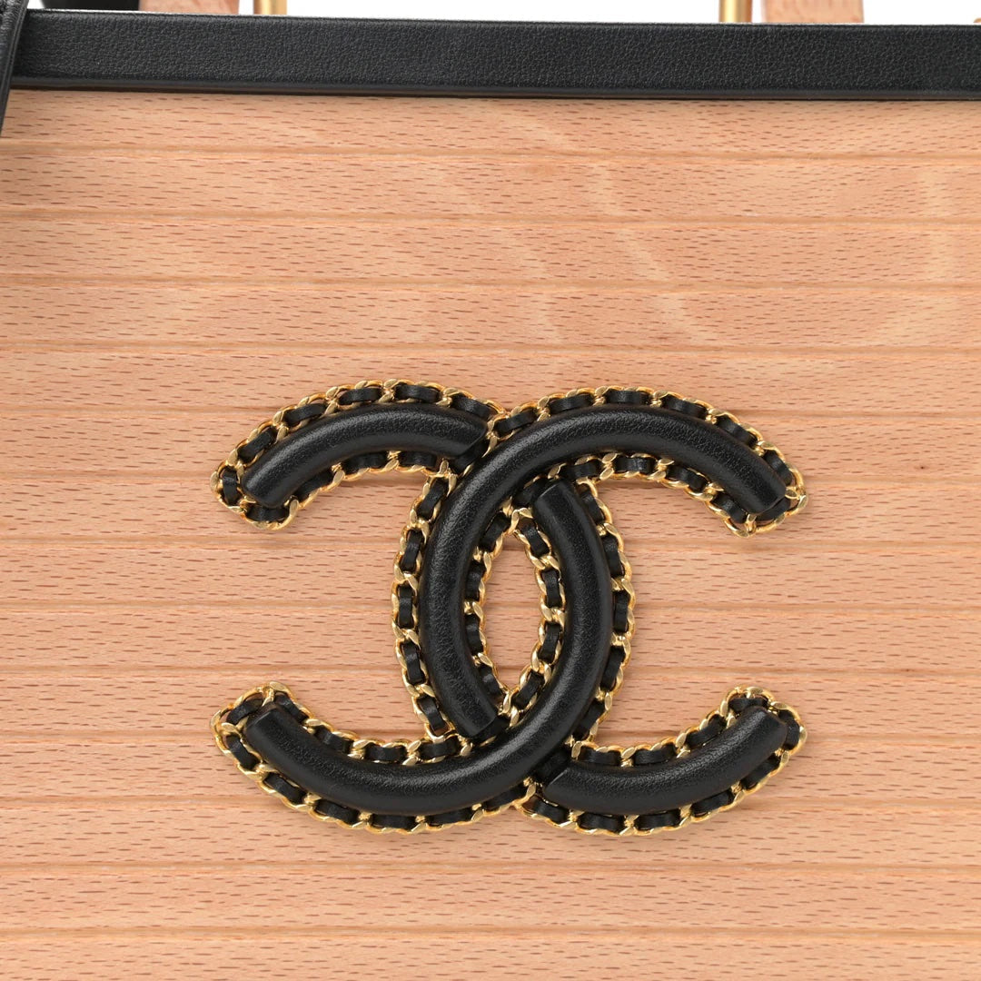 CHANEL BEECH WOOD & LAMBSKIN CC VANITY CASE SHOULDER BAG