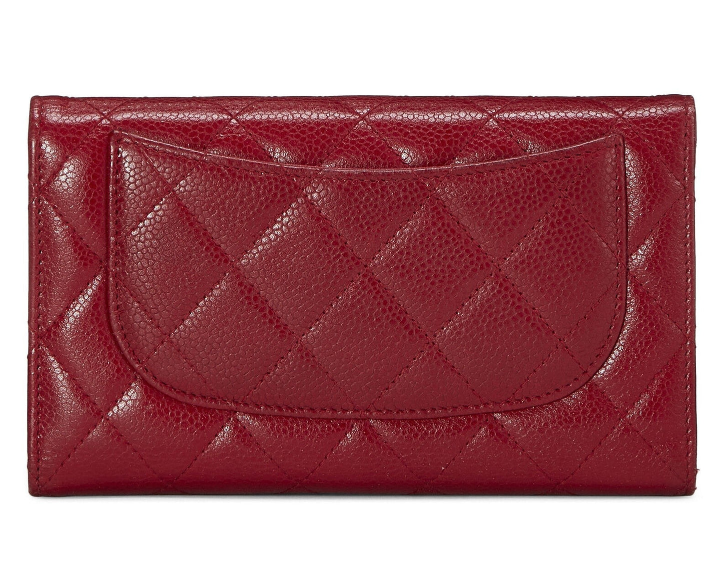GLM-CAVIAR QUILTED RED FLAP TRIFOLD WALLET
