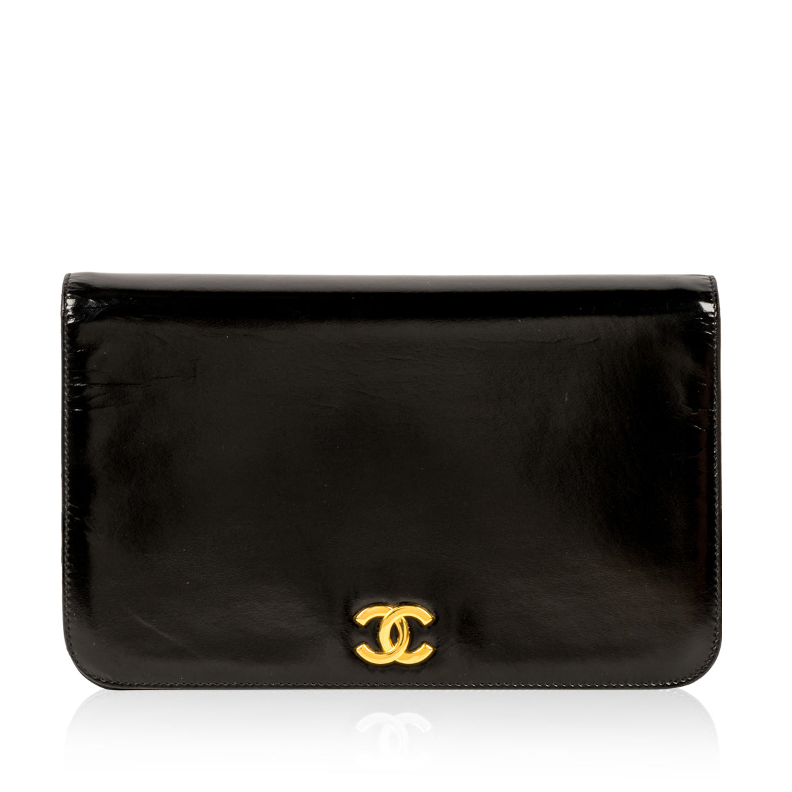 Chanel Vintage Flap Bag - Black - Patent