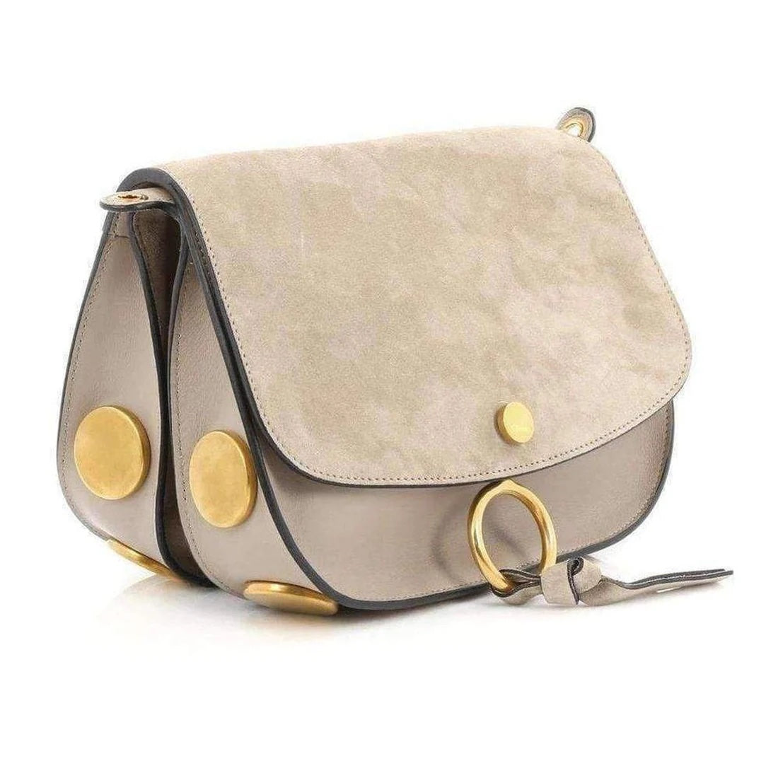 CHLOÉ SUEDE & SMOOTH CALFSKIN LEATHER KURTIS SHOULDER BAG