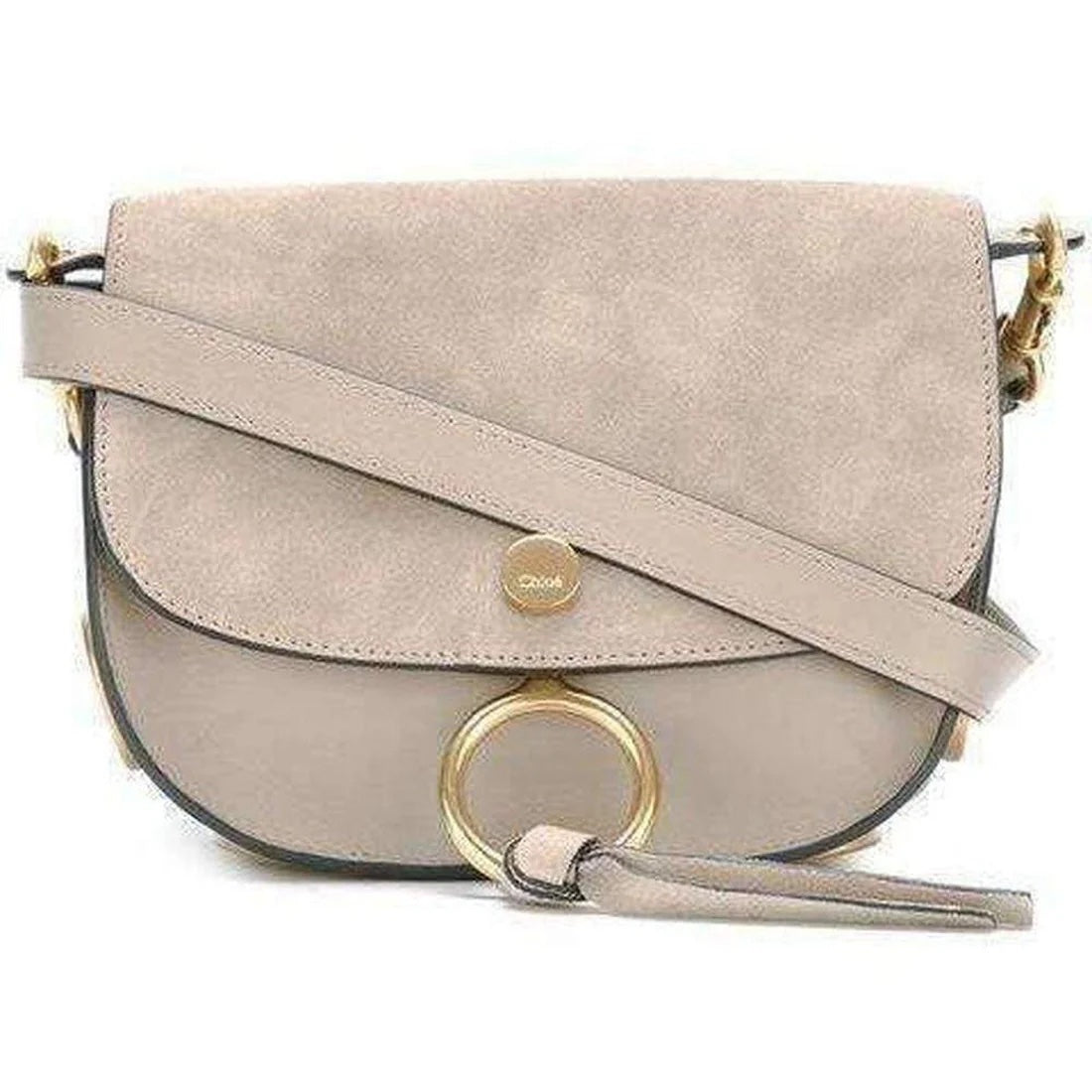 CHLOÉ SUEDE & SMOOTH CALFSKIN LEATHER KURTIS SHOULDER BAG
