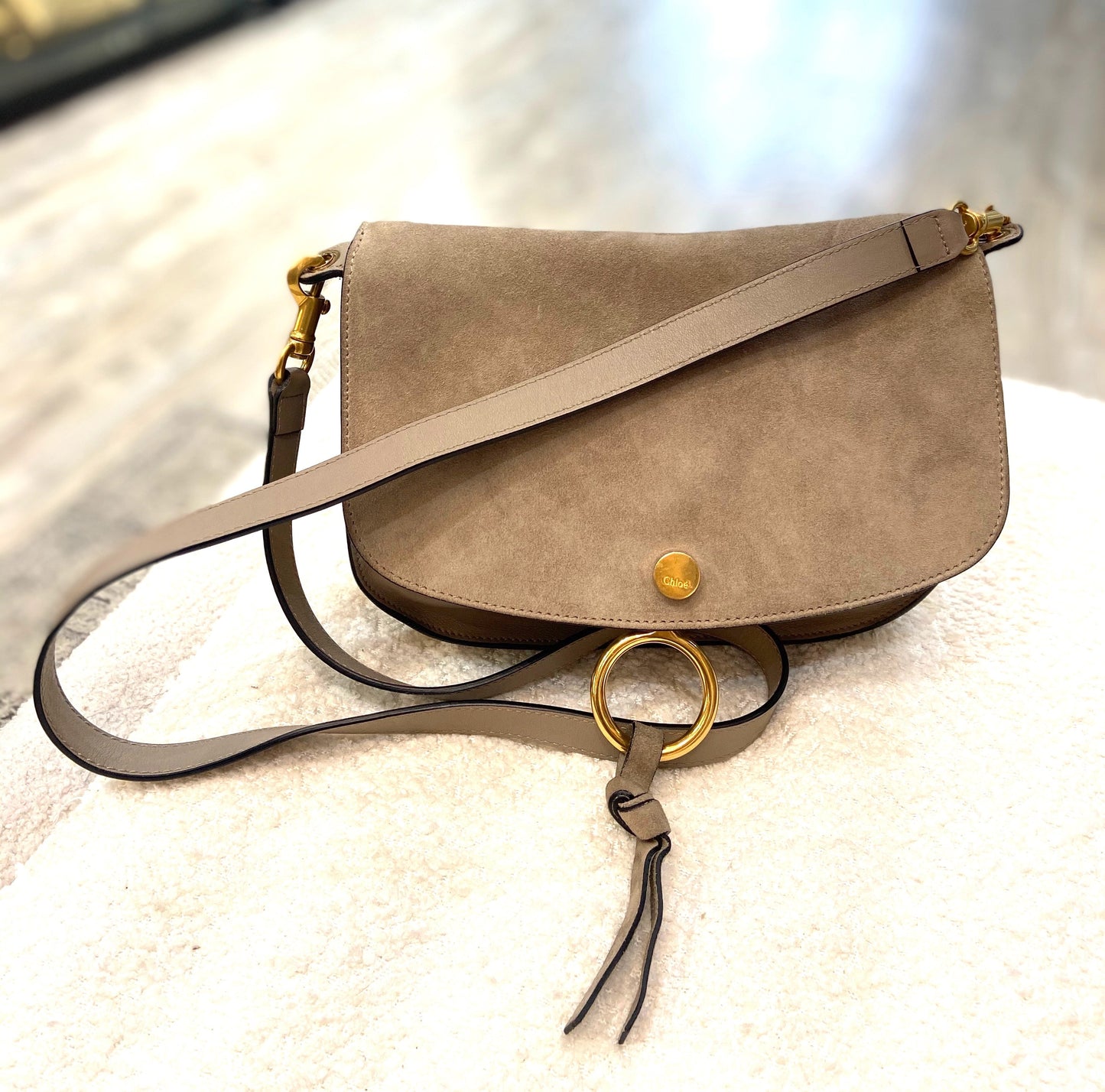 CHLOÉ SUEDE & SMOOTH CALFSKIN LEATHER KURTIS SHOULDER BAG