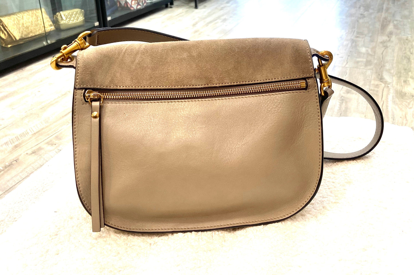 CHLOÉ SUEDE & SMOOTH CALFSKIN LEATHER KURTIS SHOULDER BAG