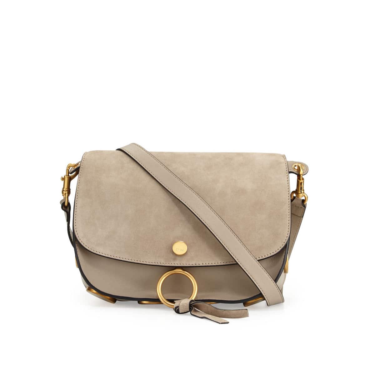 CHLOÉ SUEDE & SMOOTH CALFSKIN LEATHER KURTIS SHOULDER BAG