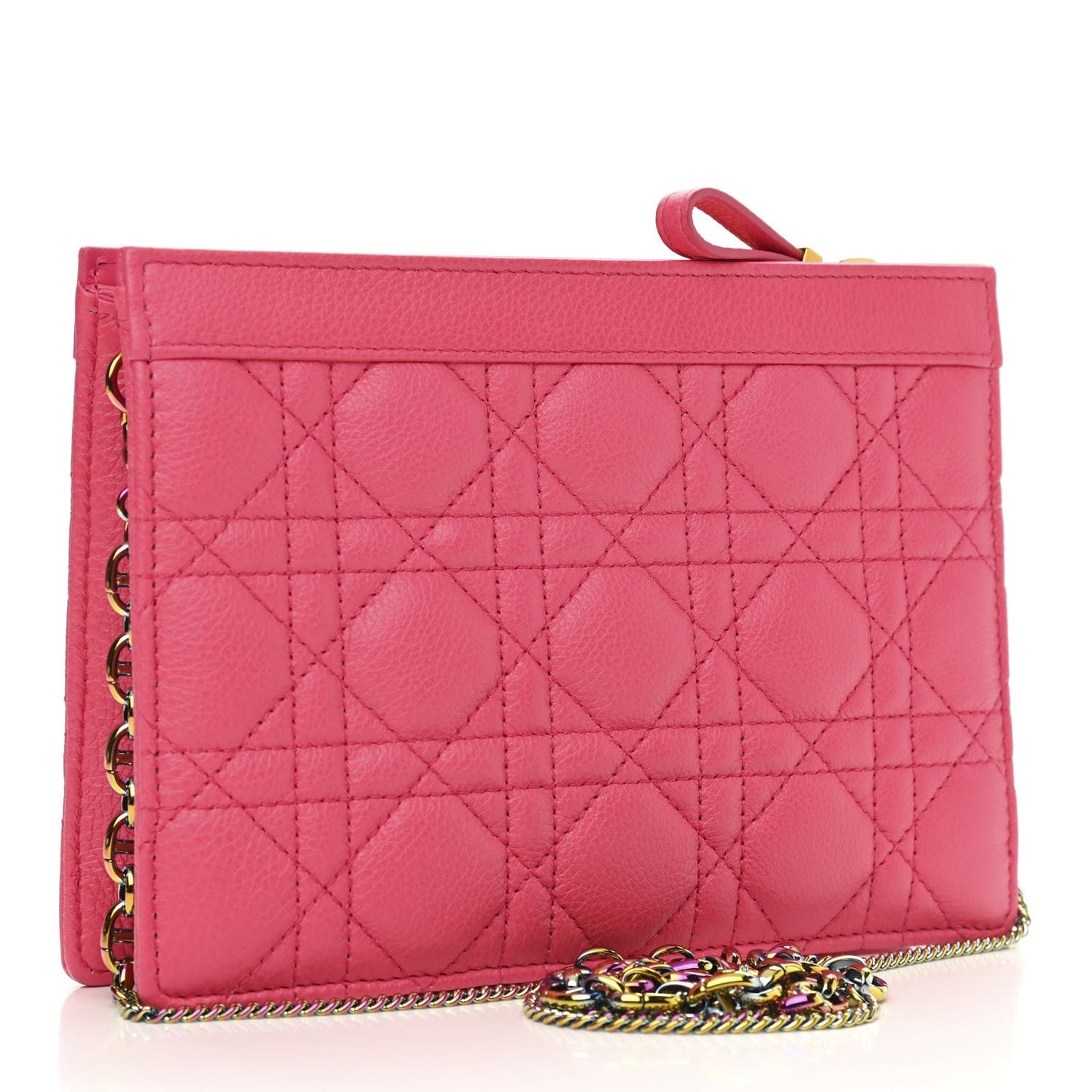 CHRISTIAN DIOR CANNAGE CARO ZIPPED POUCH WITH CHAIN