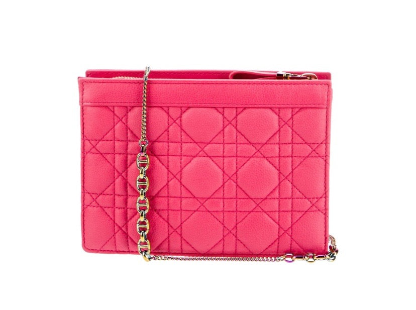 CHRISTIAN DIOR CANNAGE CARO ZIPPED POUCH WITH CHAIN