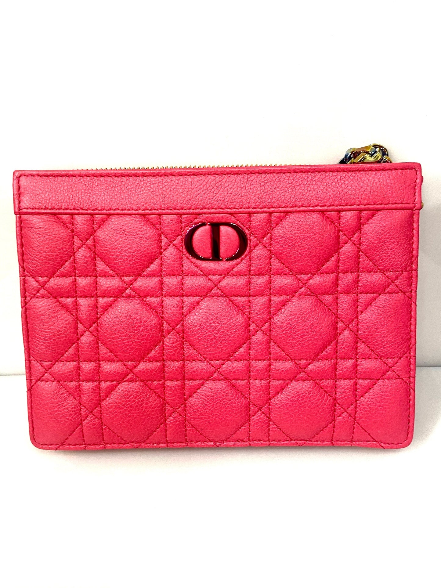 CHRISTIAN DIOR CANNAGE CARO ZIPPED POUCH WITH CHAIN