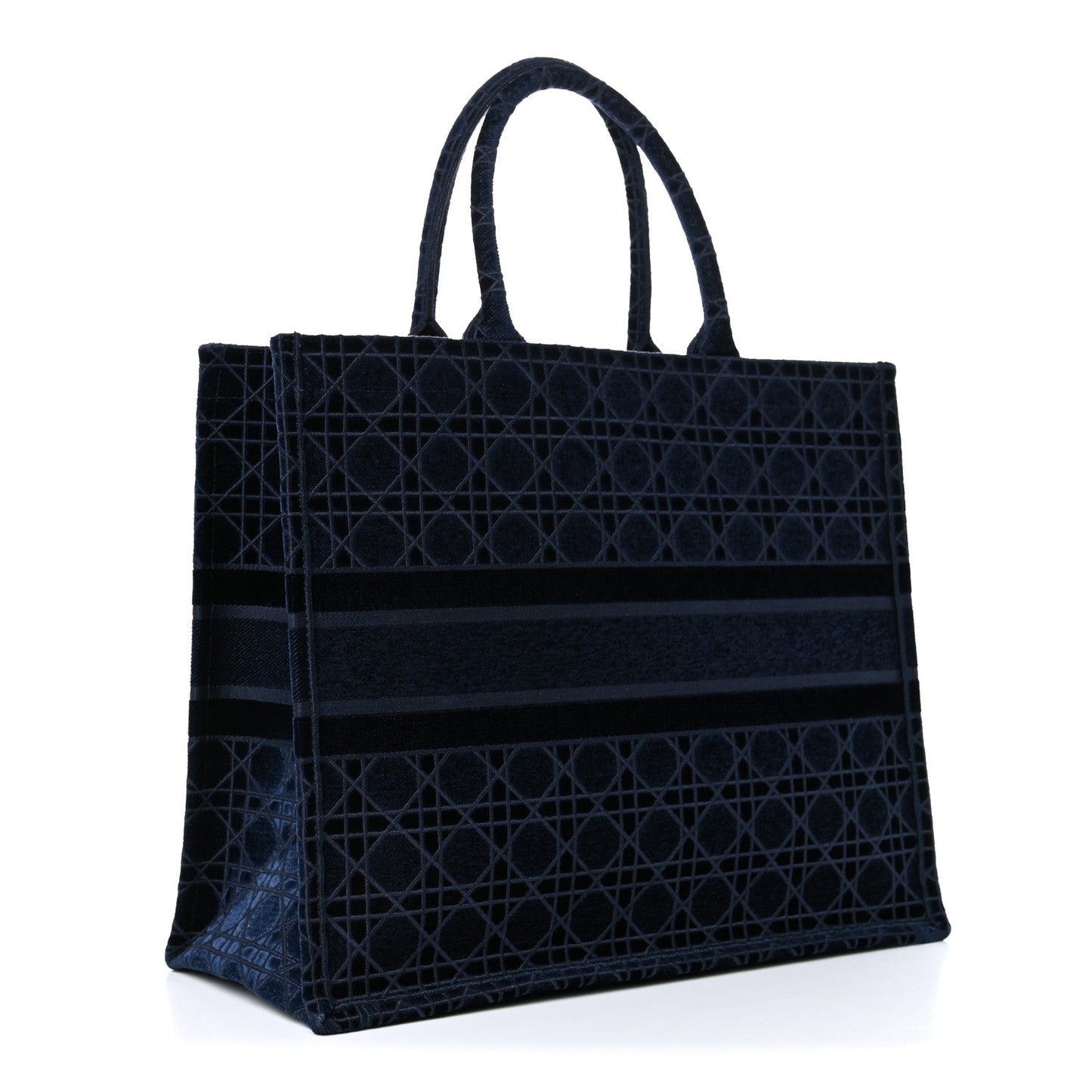 DIOR EMBROIDERED CANNAGE VELVET LARGE BOOK TOTE BAG