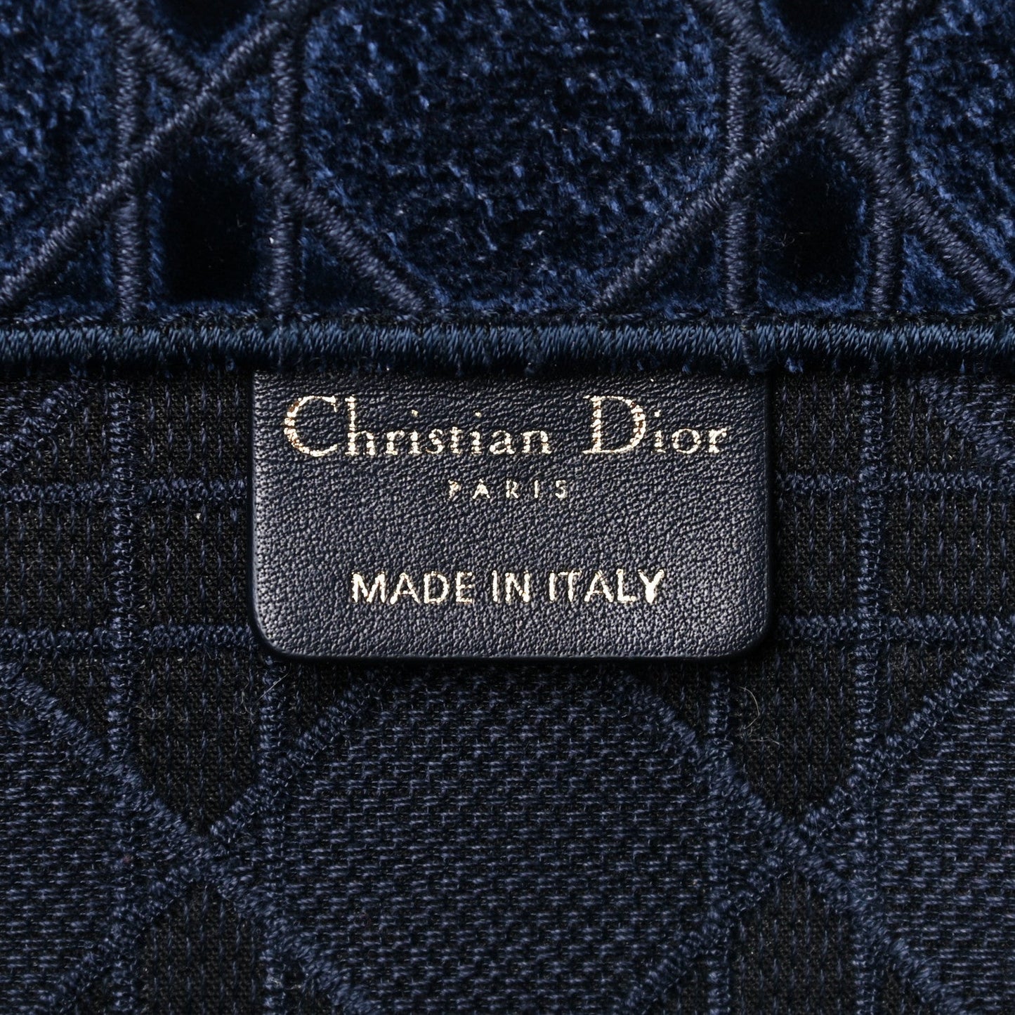 DIOR EMBROIDERED CANNAGE VELVET LARGE BOOK TOTE BAG