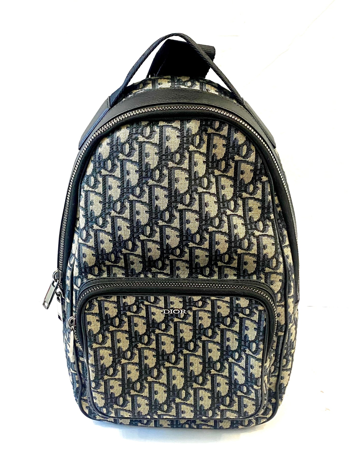 CHRISTIAN DIOR ZIP AROUND CANVAS BLUE OBLIQUE SLING BACKPACK