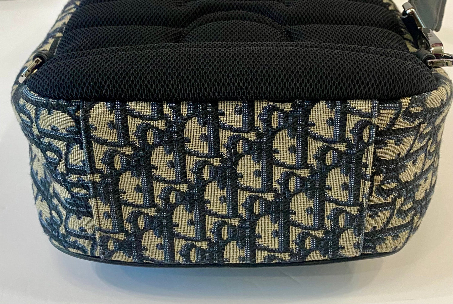 CHRISTIAN DIOR ZIP AROUND CANVAS BLUE OBLIQUE SLING BACKPACK