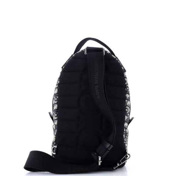 CHRISTIAN DIOR ZIP AROUND CANVAS BLUE OBLIQUE SLING BACKPACK
