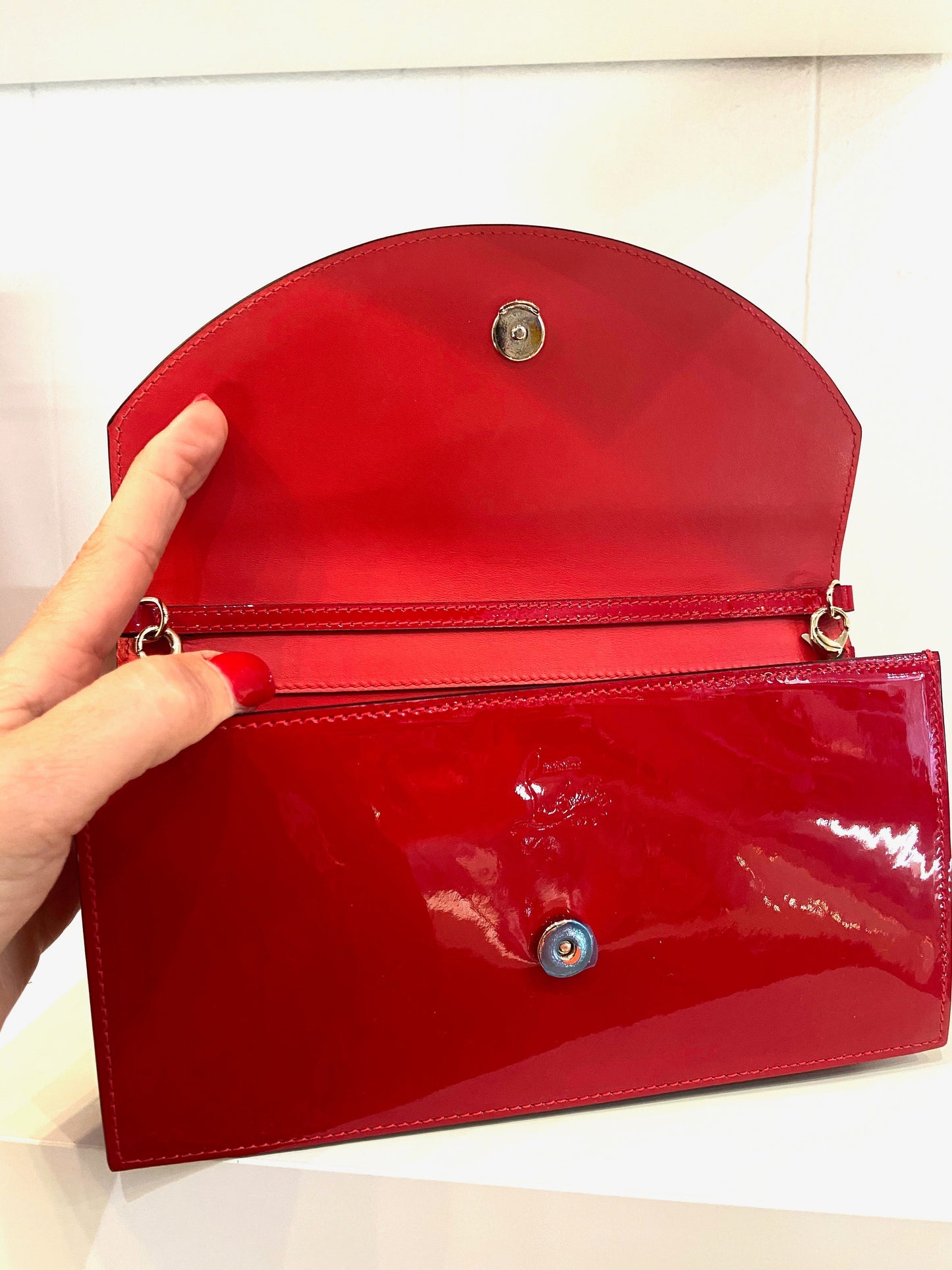CHRISTIAN LOUBOUTIN LOUBI54 PATENT LEATHER CLUTCH BAG