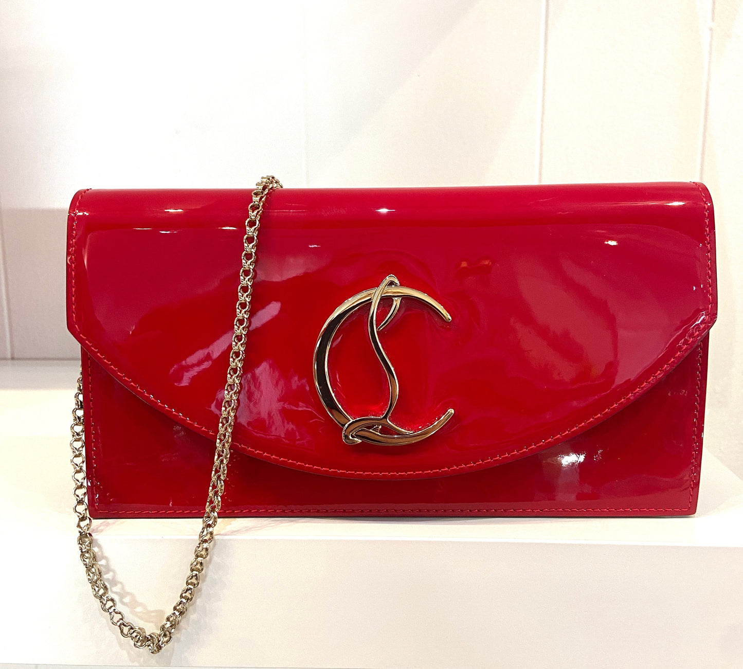 CHRISTIAN LOUBOUTIN LOUBI54 PATENT LEATHER CLUTCH BAG