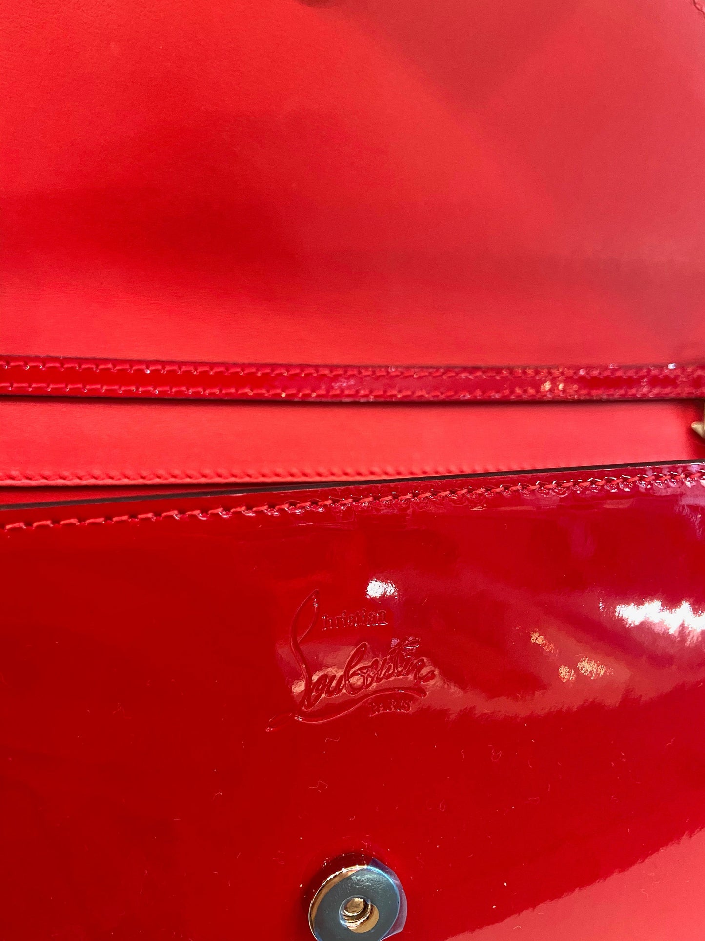 CHRISTIAN LOUBOUTIN LOUBI54 PATENT LEATHER CLUTCH BAG