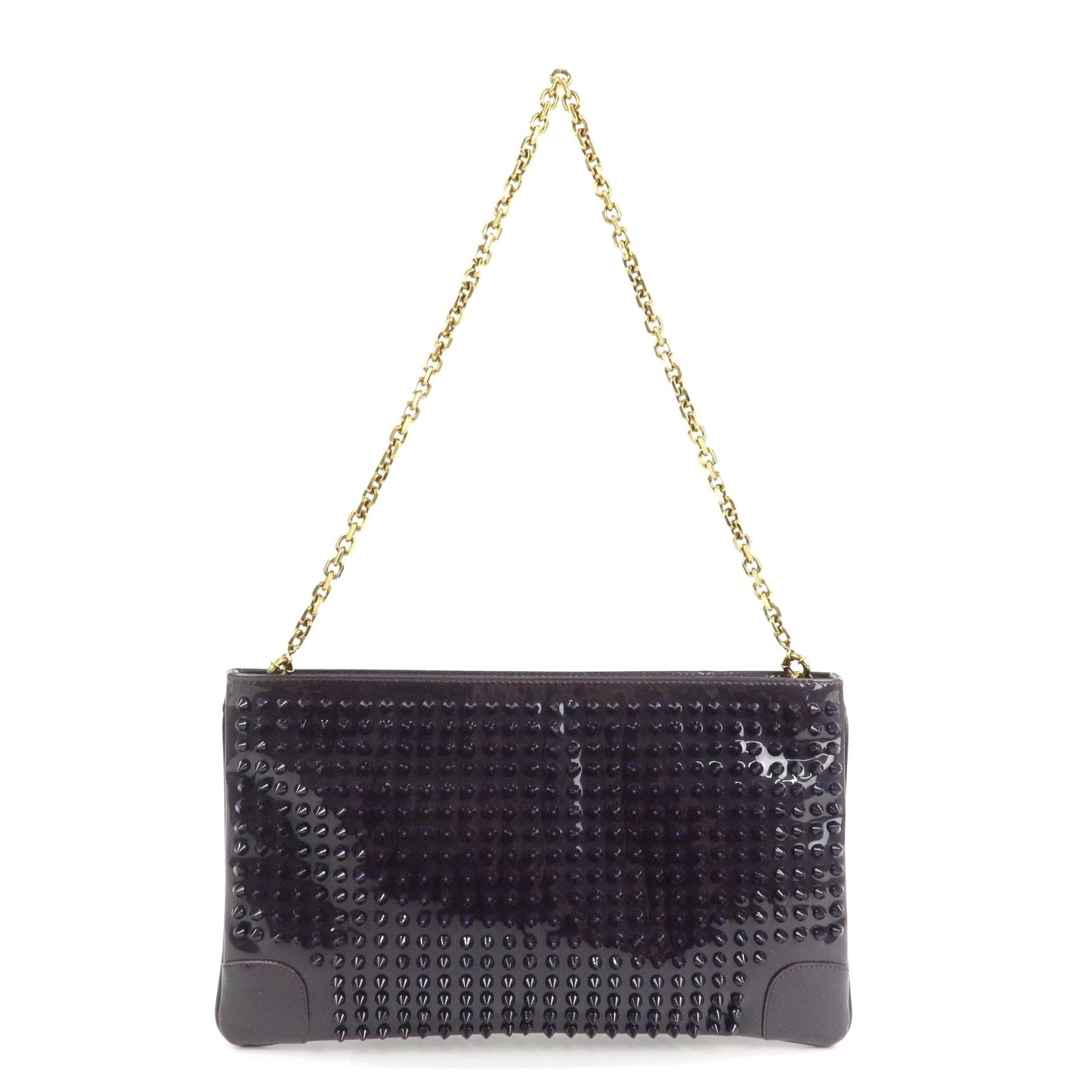 LOUBOUTIN LOUBIPOSH SPIKED PATENT LEATHER CHAIN BAG