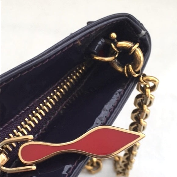 LOUBOUTIN LOUBIPOSH SPIKED PATENT LEATHER CHAIN BAG