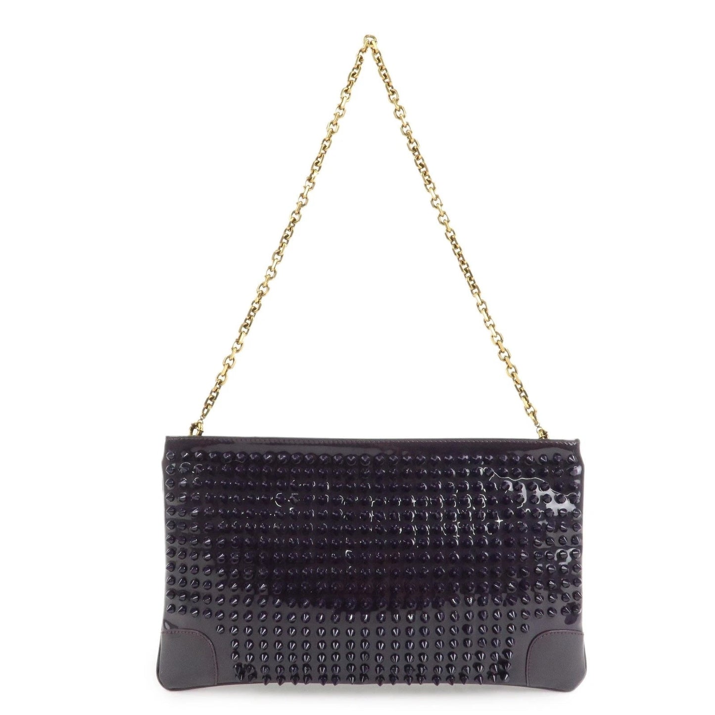 LOUBOUTIN LOUBIPOSH SPIKED PATENT LEATHER CHAIN BAG