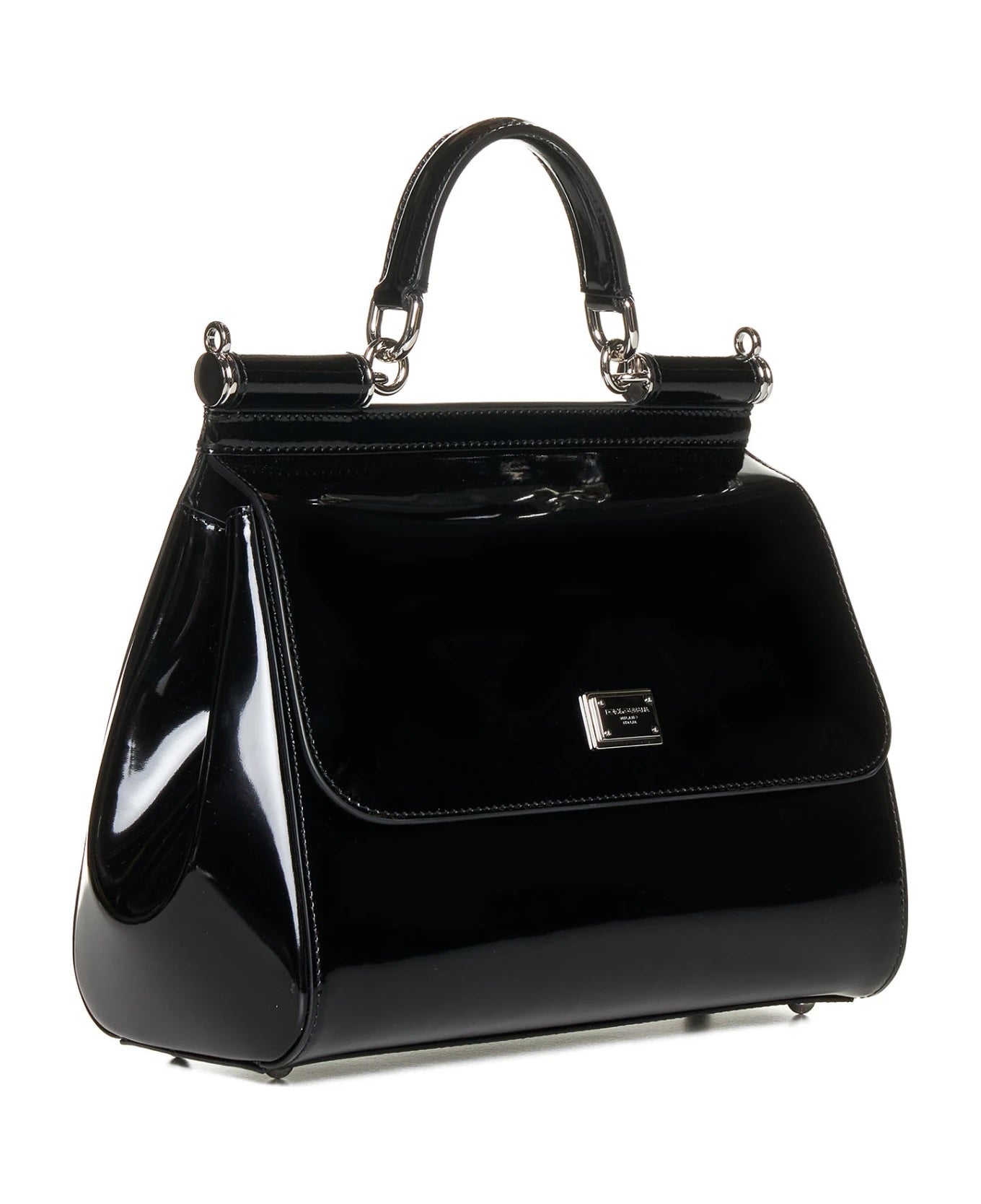 D & G POLISHED CALFSKIN LARGE SICILY BAG