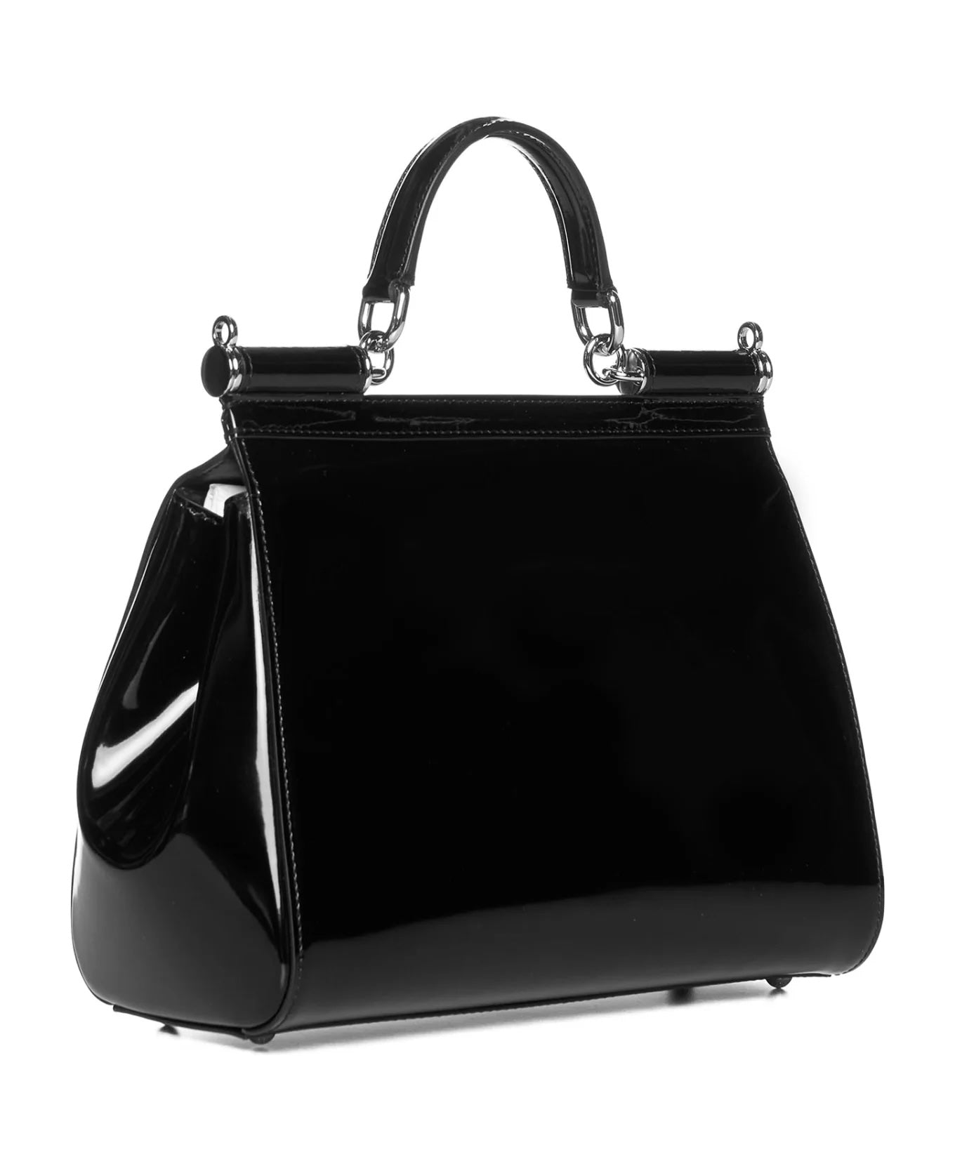 D & G POLISHED CALFSKIN LARGE SICILY BAG