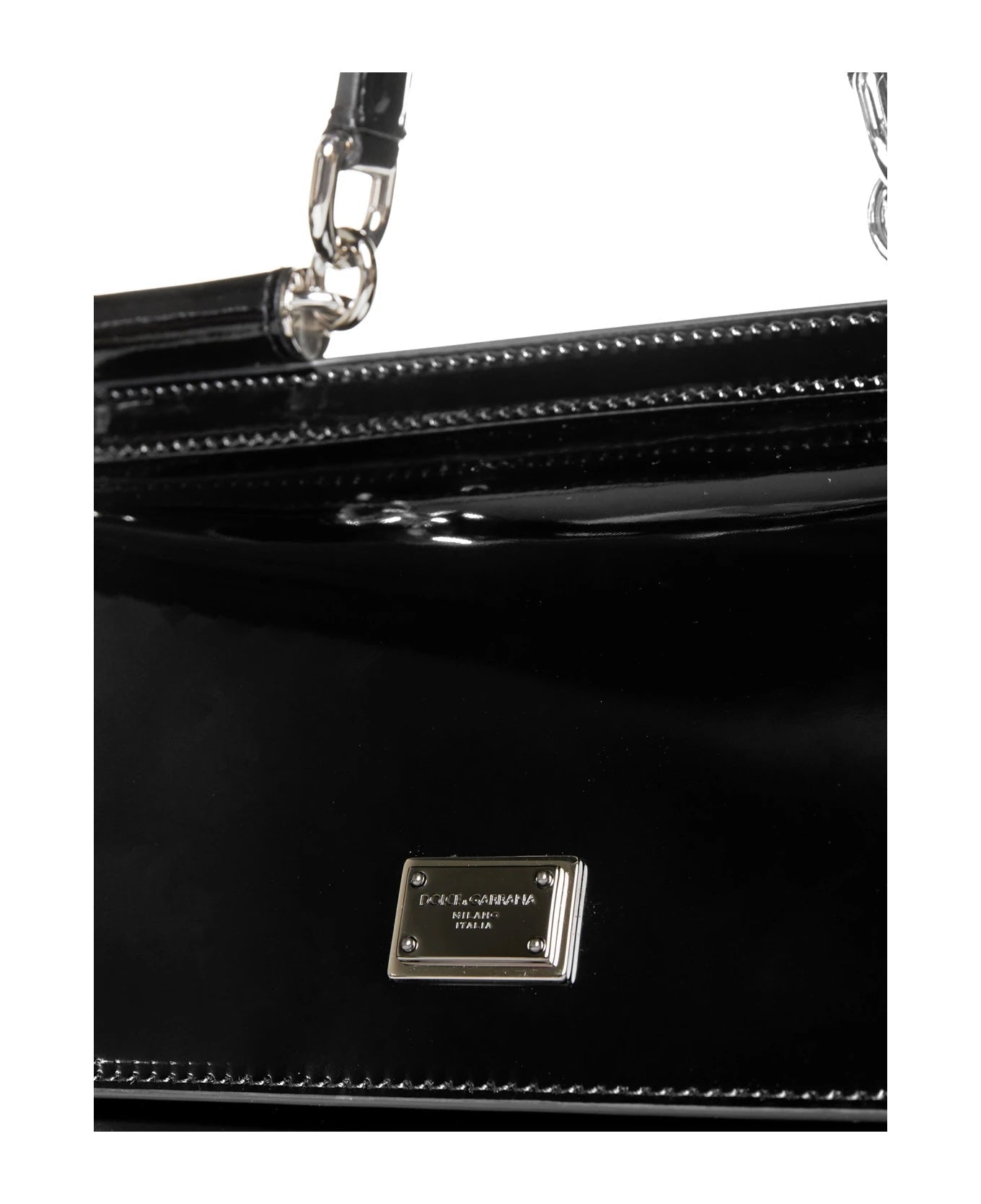 D & G POLISHED CALFSKIN LARGE SICILY BAG