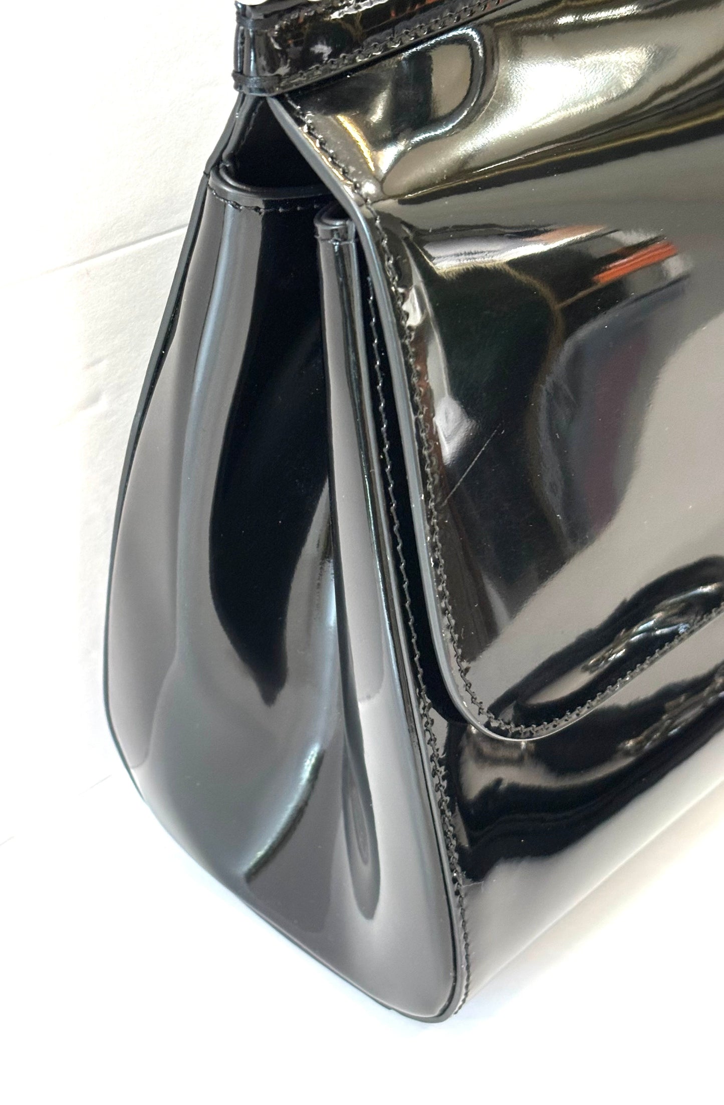 D & G POLISHED CALFSKIN LARGE SICILY BAG
