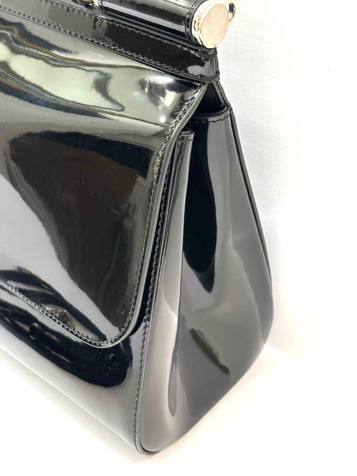 D & G POLISHED CALFSKIN LARGE SICILY BAG