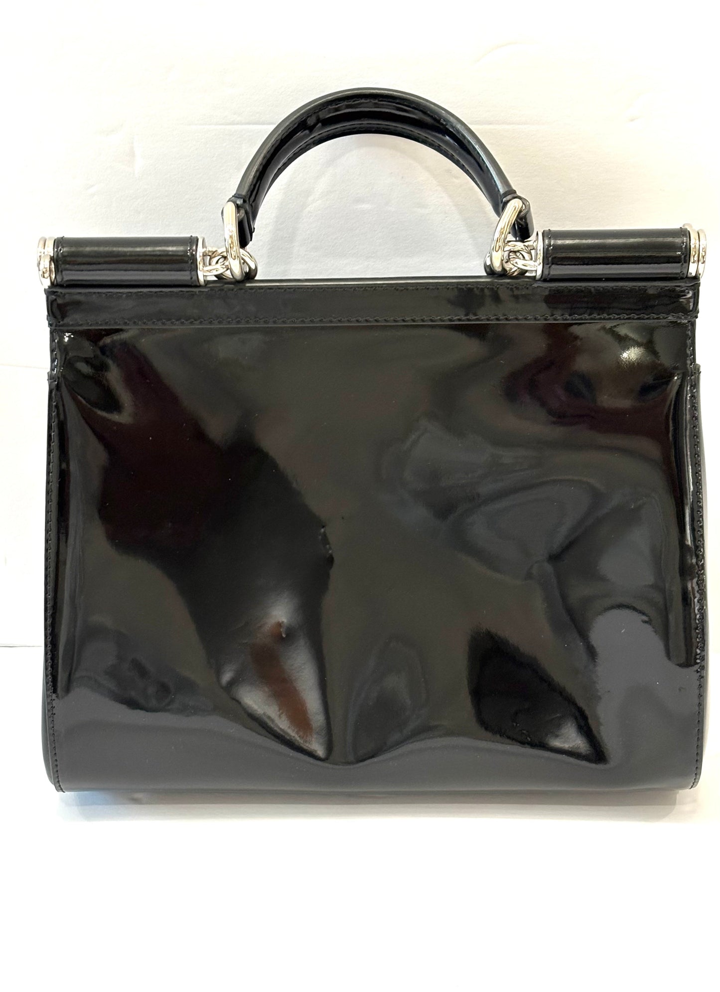 D & G POLISHED CALFSKIN LARGE SICILY BAG